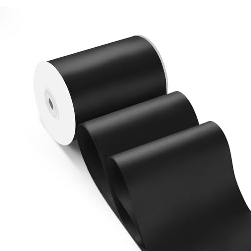 4 Inch 25 Yard Wide Satin Ribbon Black