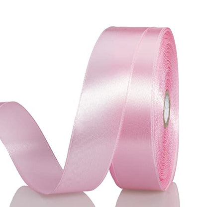 1 Inch Pink Solid Satin Ribbon for Gift Wrapping