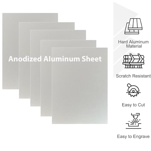 10Pcs Silver Anodized Aluminum Sheet 5" x 7" x 1 (2.434 Sq Ft)