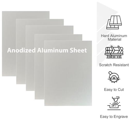 10Pcs Silver Anodized Aluminum Sheet 5" x 7" x 1 (2.434 Sq Ft)
