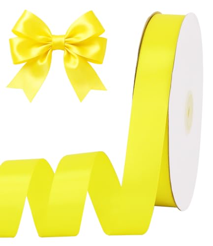 1 Inch x 100yds Light Yellow Satin Ribbon for Crafts