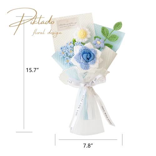 Hand Woven Flower Bouquet Finished for Mother's Day Birthday Gift Crochet Artificial Flower