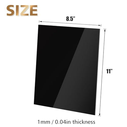 8.5" x 11" Black Plexiglass Sheets 20 Pack 0.04 Inch Cast Acrylic Sheet Thick for DIY Craft Projects (20 Count)