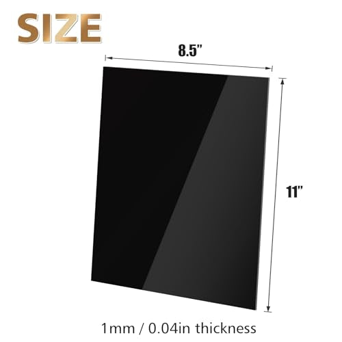 8.5" x 11" Black Plexiglass Sheets 6 Pack 0.04 Inch Cast Acrylic Sheet Thick for DIY Craft Projects (48 Sq Ft)