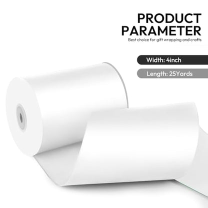 4 Inch 25 Yard Wide Satin Ribbon White