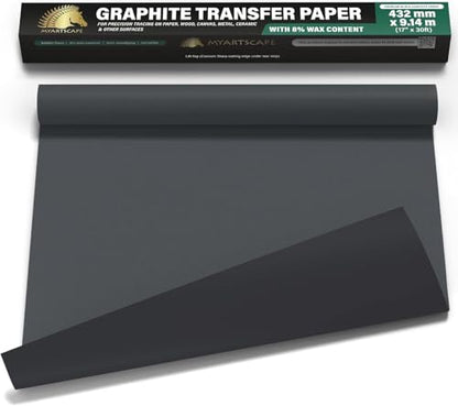 Graphite Transfer Paper Roll 17" x 30ft Black Waxed