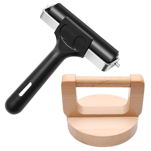 1+1 Pcs Wooden Block Printing Baren with Rubber Brayer Roller