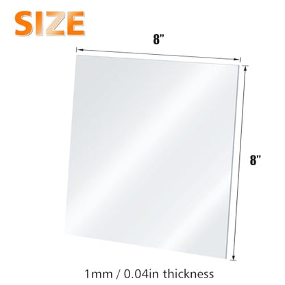 Plexiglass Sheets Acrylic Sheets 20 Pack of 8x8’’ 0.04 Thick Clear Plastic Cast Transparent Plexi Glass for Crafting Projects