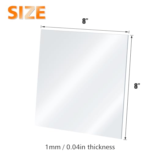Plexiglass Sheets Acrylic Sheets 12 Pack of 8x8’’ 0.04 Thick Clear Plastic Cast Transparent Plexi Glass for Crafting Projects