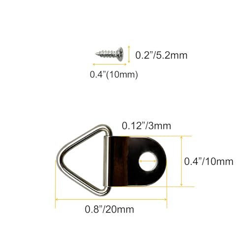 100 Pack Small Triangle Ring Steel Picture Hangers with Screws Picture Frames Picture Hang Solutions for Hanging Clock Paintings Artwork Picture Frame Hook Photos (100 Count)