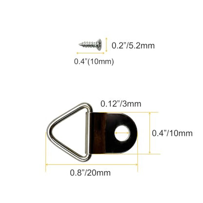 100 Pack Small Triangle Ring Steel Picture Hangers with Screws Picture Frames Picture Hang Solutions for Hanging Clock Paintings Artwork Picture Frame Hook Photos (100 Count)
