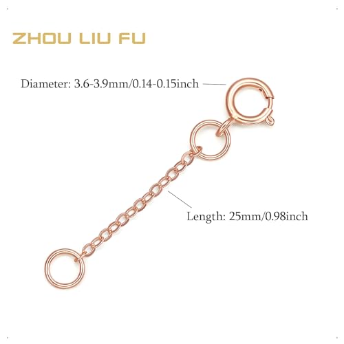18K 750 Real Rose Gold Extender for Necklace Bracelet Anklet Extenders for Jewelry Gold Extension for Women Men Durable Adjustable Chain Accessories 0.98Inch
