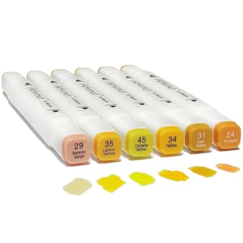 6 Colors Yellow Alcohol Markers Set (6 Count)