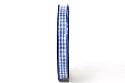 Ink Blue Gingham Plaid Checked Ribbon 25 Yard Each Roll 100% Polyester (75 Foot)