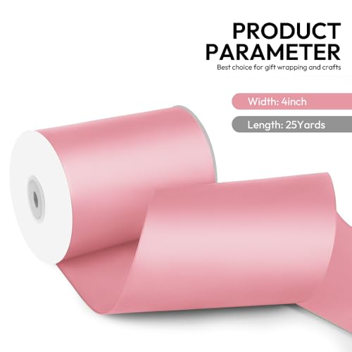 4 Inch 25 Yard Wide Satin Ribbon Pink
