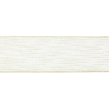 Glitter Gold Wired Ribbon 2.5 Inch Horizontal Stripes Glitter Polka Dot Christmas Ribbon Organza Sheer Ribbons 25 Yards Gold Glitter Ribbons for Christmas Tree (75 Foot)