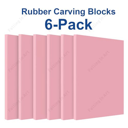 6 Pack 4 x 6" Soft Linoleum Rubber Carving Blocks