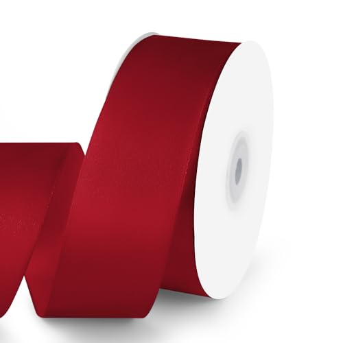 1-1/2" x 50 Yards Wine Red Satin Ribbon Crafts Gift Wrapping (150 Foot)