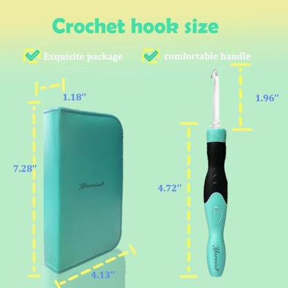17 Sizes Lighted Crochet Hooks Set with Case 2.5mm~14.0mm (17 Count)