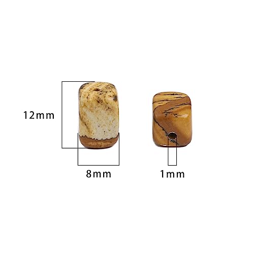 Natural Brown Picture Cuboid Stone Loose Semi Gemstone Beads for Jewelry Making 8mmx12mm 38cm (33 Count)