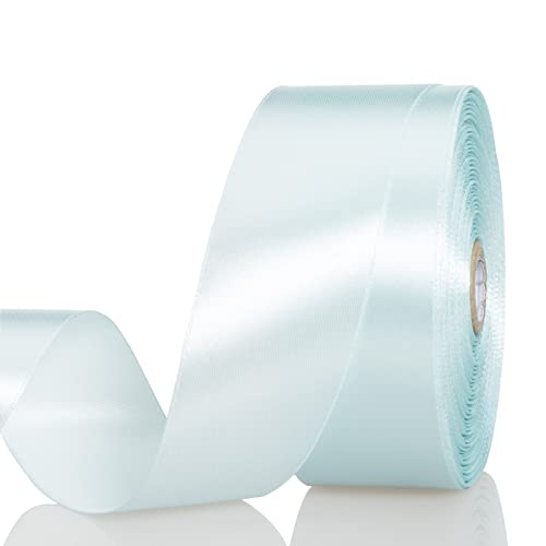 1 1 2 Inch Light Blue Solid Satin Ribbon for Gift Wrapping