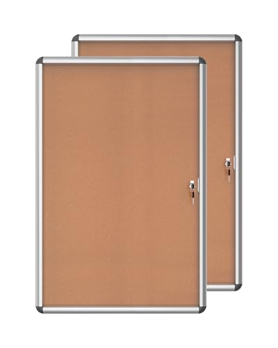 2 Pack 36"x24" Enclosed Bulletin Board
