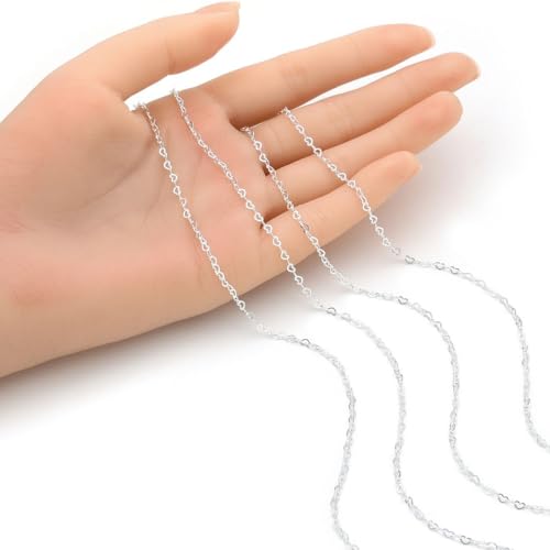 5 Feet Real Sterling Silver Heart Chain Link Findings 3.2x2.1mm (5 Foot)