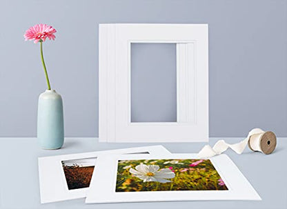 5 Pack Double mat 11x14 For 8x10 Photo White Over White (5 Count)