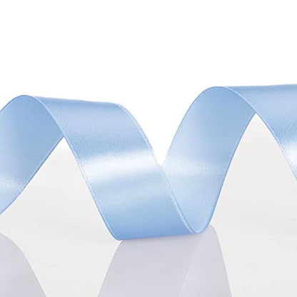 1 Inch Sky Blue Solid Satin Ribbon for Gift Wrapping