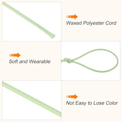 Waxed Cord 0.5mm Waxed Polyester Cord 175 Yard Wax String for Bracelet Making
