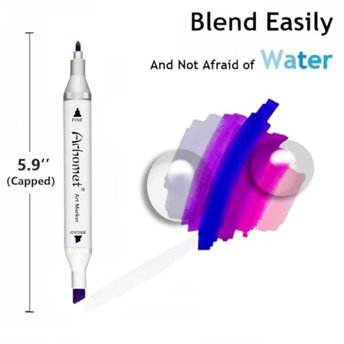 6 Colors Purple Pink Alcohol Markers Set (6 Count)