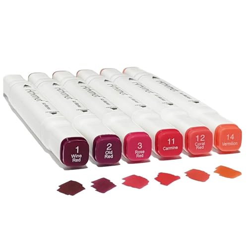 6 Colors Red Rose Flower Colors Alcohol Markers Set (6 Count)