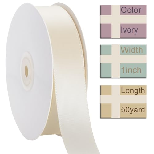 1 Inch Ivory Ribbon 50Yards