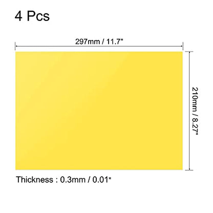 4Pcs A4 Gel Light Lighting Filter Overlay Transparent Color Correction Plastic Vinyl PVC Sheets Photography Television Yellow