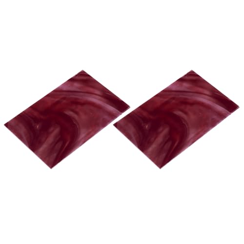 2 Pcs Stained Glass Sheet Mosaic Tile 7.9 Inch x 5.9 Inch Dark Red Stained Glass Sheets for Crafts DIY Art Project