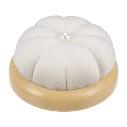 Wooden Base Pin Cushion Japanese Style Cute Needle Holder Pincushions Round for Sewing Quilting Needlework DIY Crafts