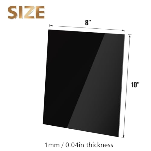 8" x 10" Black Plexiglass Sheets 6 Pack 0.04 Inch Cast Acrylic Sheet Thick for DIY Craft Projects
