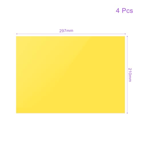 4Pcs Correction Gel Light Filter Overlay Transparent Plastic PVC Sheets Yellow for Photo