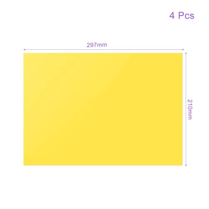 4Pcs Correction Gel Light Filter Overlay Transparent Plastic PVC Sheets Yellow for Photo