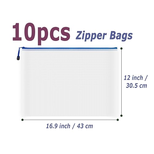 10 Pcs Zipper File Bags (10 Count)