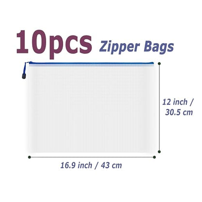 10 Pcs Zipper File Bags (10 Count)