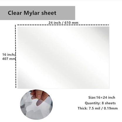 Transparent Blank Mylar Stencil Sheets for Cutting (8 Count)