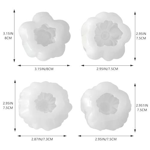 4 Pack 3D Flower Silicone Molds (4 Count)