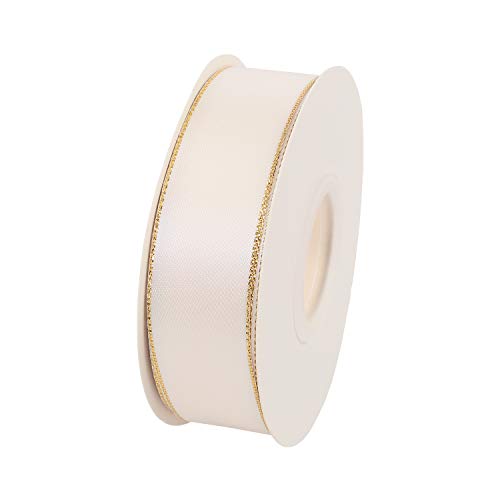 1" Inch Double Faced Satin Ribbon 25 Yards with Gold Edges