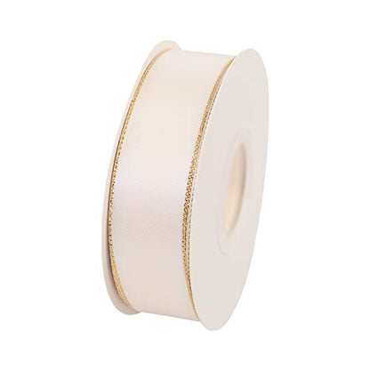 1" Inch Double Faced Satin Ribbon 25 Yards with Gold Edges