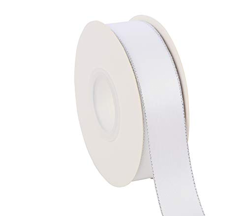 1" Inch Double Faced Satin Ribbon 25 Yards with Silver Edges