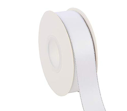 1" Inch Double Faced Satin Ribbon 25 Yards with Silver Edges