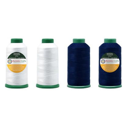 Size 69 210D T70 White Navy Blue Bonded Nylon Thread 6000YDs (18000 Foot)