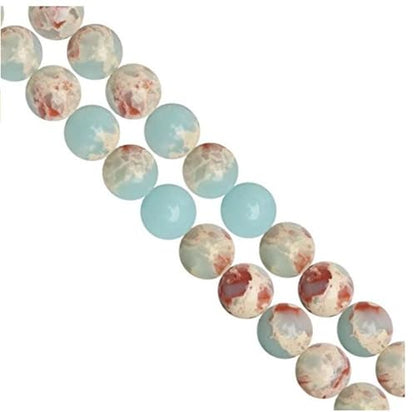 90pcs Adabele Natural Aquamarine Blue Impression Aqua Terra Jasper Gemstone 8mm Round Beads