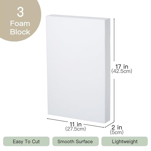 17x11x2in Craft Foam Blocks 3 Pack Styrofoam Sheets for Art Project